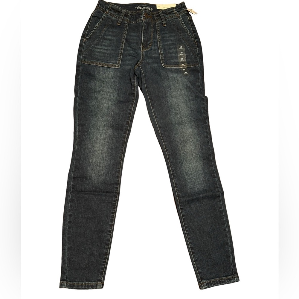 Maurices XS Short Denim Flex Jeggings Mid Rise Dark Wash Stretch NWT